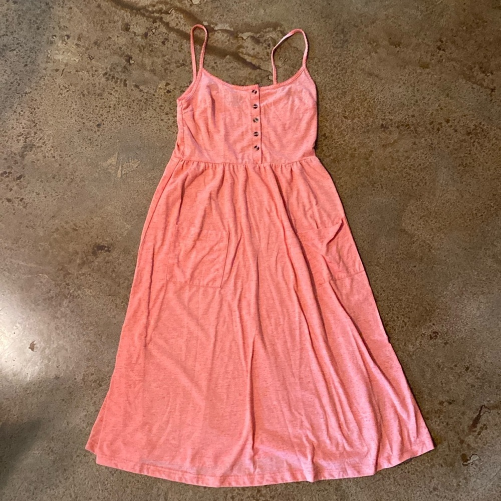 Top Shop peach salmon coral strappy button front knit midi‎ dress